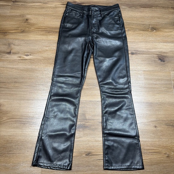 MOTHER Pants - MOTHER The Insider Ankle Wax On Wax Off Woman's Size 25 Faux Vegan Leather Black